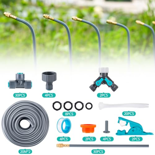 131FT Drip Irrigation System 1/4", 360° Adjustable Misting Kit for Outdoor - size: 131FT