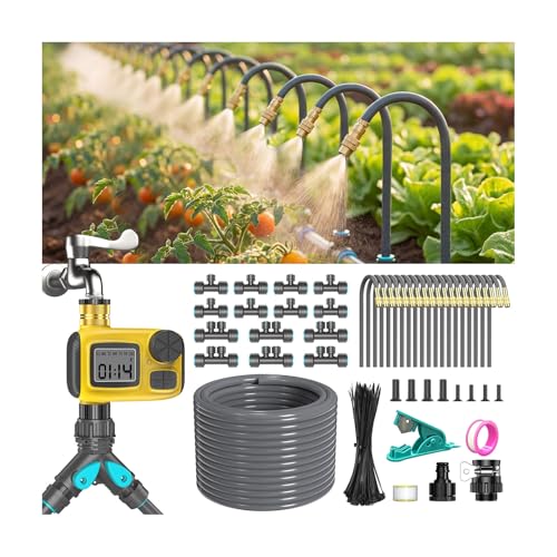 98FT 1/2" Drip Irrigation System Kit with Water Timer for Garden