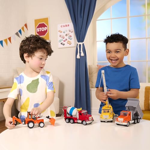 Driven by Battat – 7-Inch Crane Truck Toy with Lights & Sounds, Movable Parts, Construction Vehicle for Boys & Girls, Durable Design, Realistic Details, 3+ Years Toy for Kids - style: Crane Truck