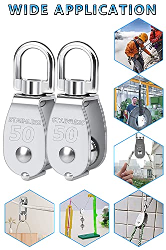 Pulley Block 304 Stainless Steel Rope Cable Pulleys - size: M20 6Pack