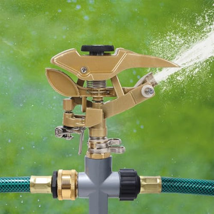 Biswing 2 Pack Impact Sprinklers on Metal Step Spike, Heavy Duty Zinc Alloy Lawn Sprinkler Head on Spike Base, Adjustable 360 Degree Watering Sprinkler for Large Area Grass Garden Irrigation - style: With Stake