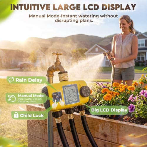 3 Zone Sprinkler Timer for Garden Hose, Brass Inlet Yard Irrigation