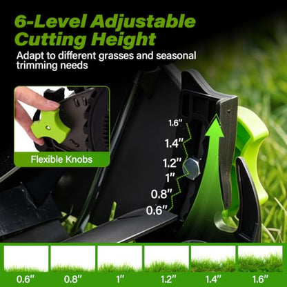 Goplus 16 Inch 5-Blade Push Reel Lawn Mower, Adjustable Cutting Height - color: Green