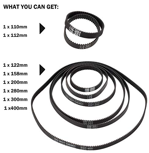 PAGOW 8pcs 3D Printer Timing Belt 2GT-6 Closed Loop Rubber Belt