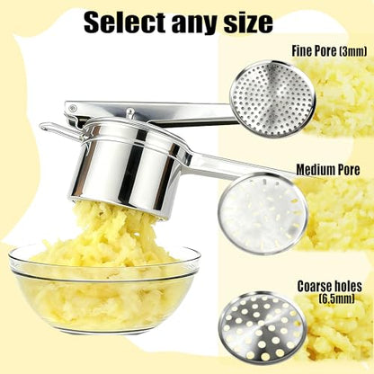 Stainless Steel Potato Ricer Masher, Heavy Duty Food Press for Kitchen
