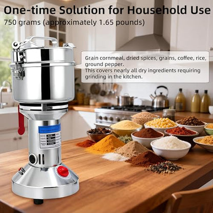750g Grain Mill Grinder for Flour, Dry Spice & Coffee Bean Grinding