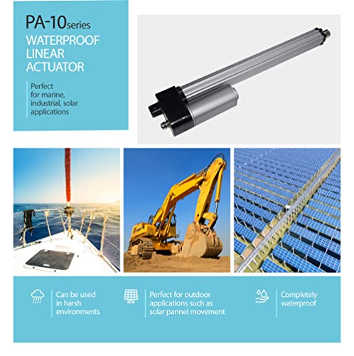 Progressive Automations 12V IP66 Linear Actuator - 24" Stroke 450 lbs Force - size: 24"