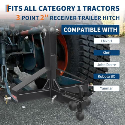 IDEALHOUSE 3-Point Tractor Hitch, Low Profile Design for Kubota Subcompact