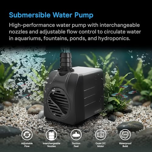 AC Infinity 400 GPH Submersible Water Pump (1514 L/H 20W). - size: 400 GPH
