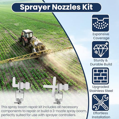 Spray Boom Repair Kit with 8001-VS Tips and 1" Square Clamps, 1 Set