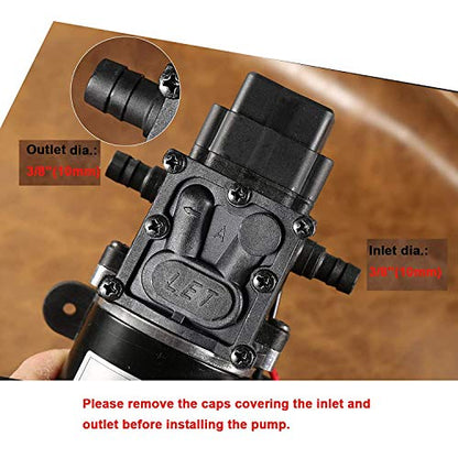 12V Diaphragm Water Pump, 1.5 GPM (5.6 L/Min) 100 PSI