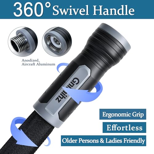 Garden Hose 100 ft, Made of TPE (BetterThan PVC/Hybrid Polymer), Lightweight yet Durable Water Hose with Ergonomic Grip, Drinking Water Safe Material, All-Weather, 3/4" GHT Fittings - color: Black, size: SwivelHandle 100ft