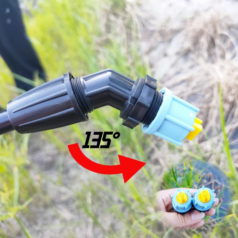 2-Nozzle Poly Boom Wand,Backpack Sprayer Multi Nozzle Spray Holder, Equipped with Cylindrical Nozzle and 110 Degree Fan Nozzle, 90 Degree Right Angle and 45 Degree Angle Spray Pattern