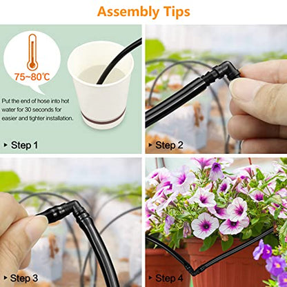 Drip Irrigation Fittings Kit for 1/4 Inch Tubing, 260 Pcs 1/4" Drip Line Barbed Connectors - 85 Couplings, 55 Tees, 10 Nozzles, 10 Nozzle Tees, 25 Single barbs, 25 Elbows, 25 Plugs, 25 Crosses - size: 4/7mm Drip Fittings Set-260P