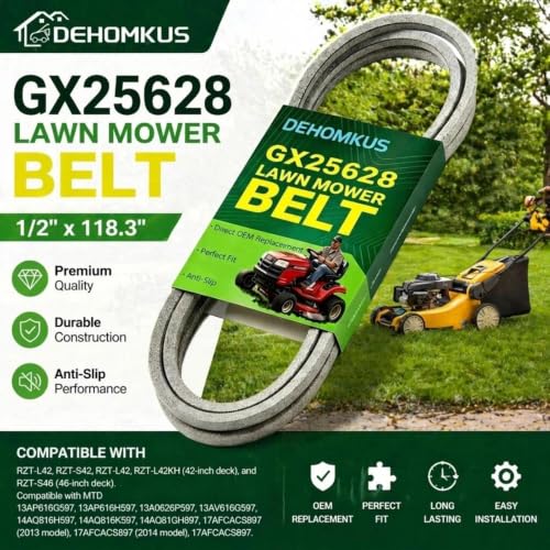 GX25628 Deck Belt, 1/2" x 118.3" Replacement John Deere 42 Inch - size: 1/2" x 118.3"