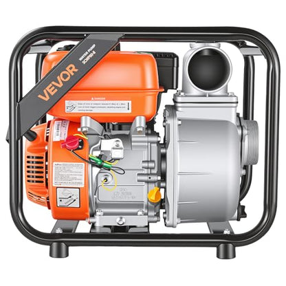VEVOR Gas Powered Water Pump, 3 in, 242 GPM 7HP Semi Trash Water Transfer Pump Portable, Gasoline Engine with 25 ft Discharge Hose, Heavy Duty Frame, Cast Iron Impeller, for Irrigation, Ponds, Pools - size: 3in 7.0 HP 242GPM