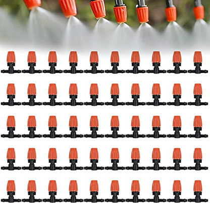 50 Pcs Adjustable Micro Spray Irrigation Emitters for Garden Irrigation - color: Tee Connector