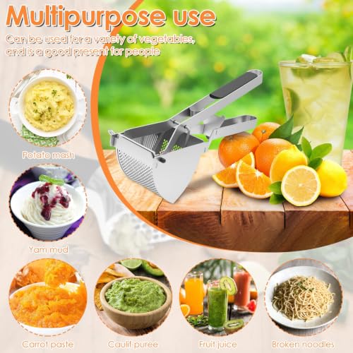 Potato Ricer Stainless Steel 22oz Large Mashed Potato Ricer for Masher Potatoes, Heavy Duty, Dishwasher Safe, Large Capacity