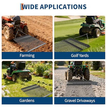 ATV Drag Harrow UTV Tractor Attachment Chain Rake for Driveway Farm Garden
