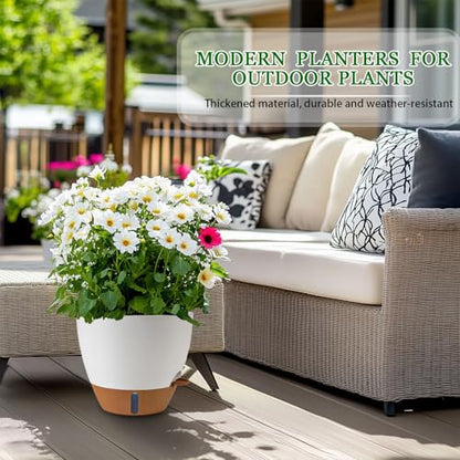 2 Pack 10 inch Plant Pots, Plastic Self Watering Planters - color: White, size: 10 inches