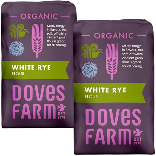Doves Farm Organic White Rye Flour 2.2 lb (Pack of 2) - Ancient Grain Light Rye Flour for All British Baking: Breads, Sourdoughs, Cakes, Cookies & More | Kosher & Vegan Friendly | Imported From UK - size: 35.28 Count (Pack of 2)