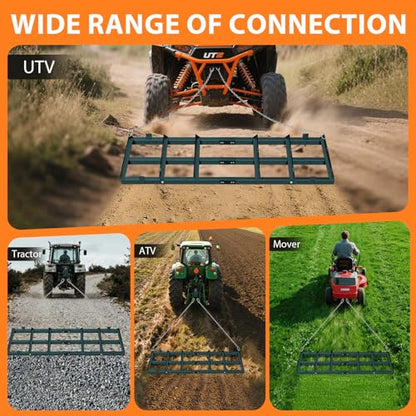 8FT Driveway Drag Harrow, Heavy-Duty Tow Behind Drag Harrow