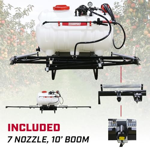 CHAPIN 98004 ATV 40G Water Tank with 10ft Boom and 3-Point Hitch Sprayer, 5 GPM Diaphragm Pump Included, for Agriculture, Acreage, Farming, Landscaping