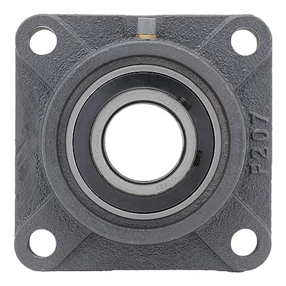 UCF207-4-Bolt Flange-Mount Ball Bearing Unit, Insert Bearing UC207, Cast Iron Housing F207, Bore Shaft 1.378 in (35 mm), Set Screw Locking, 4.606 in (117 mm) Flange Width