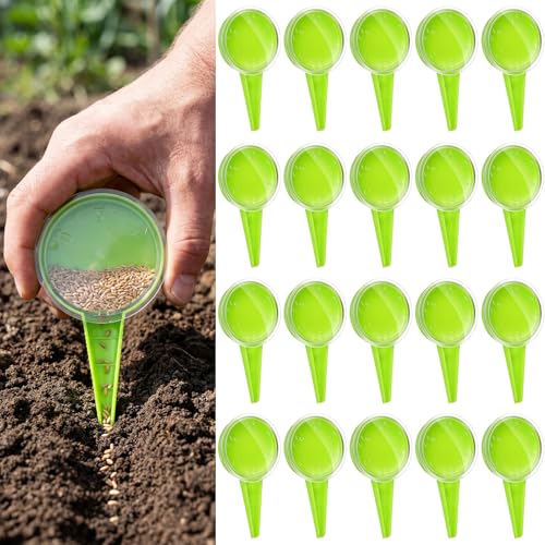 Mifoci 20 Pcs Mini Seed Spreader Handheld Seed Planter Tool Portable Garden Seeds Dispenser with 5 Dial Settings for Small Seeds of Flowers Vegetables Outdoor Indoor, Light Green