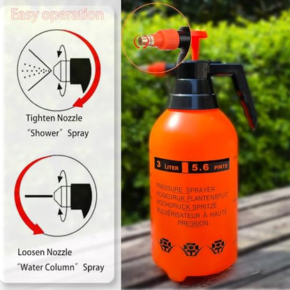 MRPAPA 2 Pack 3L Handheld Garden Pump Sprayer with Adjustable Brass Nozzle - color: Organge
