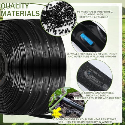 500 ft 5/8 Inch Drip Tape Irrigation Kit Drip Tape 8 Mil 8" Spacing Hose Garden Watering Tubing System Automatic Irrigation Equipment for Plant, Landscape, Yard, Lawn and Farm - size: 8 Mil, 500ft
