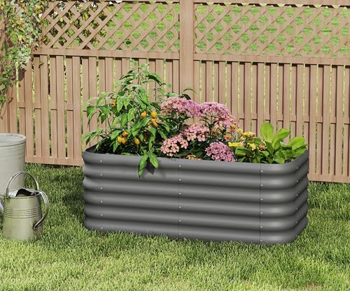 Besebay Galvanized Raised Garden Bed, Outdoor Planter Bed, - color: Dark Grey, size: 4x2x1.5ft