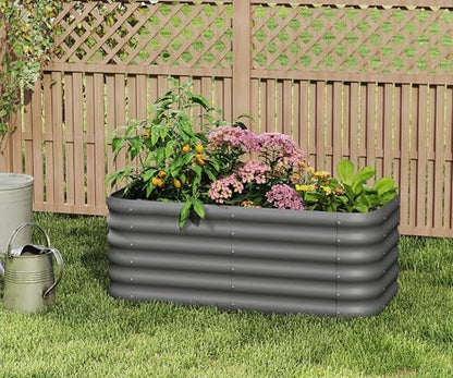 Besebay Galvanized Raised Garden Bed, Outdoor Planter Bed, - color: Dark Grey, size: 4x2x1.5ft