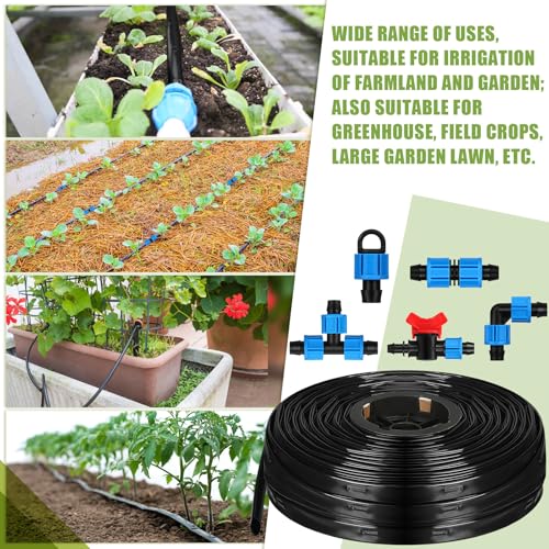 Tondiamo 500 ft 5/8 Inch Drip Tape Irrigation Tubing Kit 8 Mil 6" Spacing Hose Garden Landscape Irrigation System Automatic Equipment for Farms