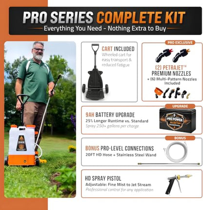 PetraTools HD4000 Battery Powered Backpack Sprayer w/Cart, 8 Hr Runtime - style: HD4000 Pro Series + Cart
