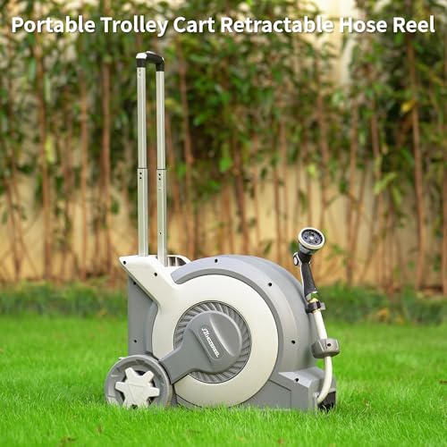 Portable Trolley Cart Retractable Hose Reel 1/2"x 100FT