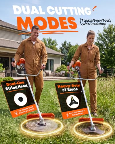 52cc Gas Weed Eater, 4-in-1 Weed Wacker Brush Cutter, Orange