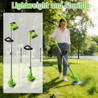 3-in-1 Cordless Weed Wacker: 21V Battery Powered Weed Eater - color: Green