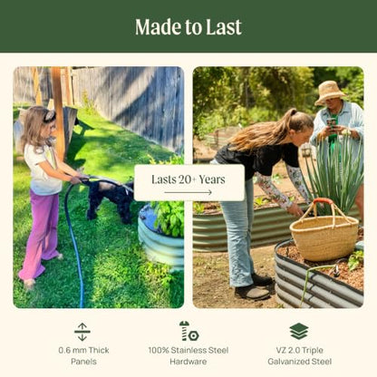Vego garden 26" Extra Tall Raised Garden Bed Kits, 10 in 1 Modular Raised Planter Box for Vegetables Flowers Fruits Oval Metal Raised Garden Modern Gray - color: Modern Gray, size: 10 in 1