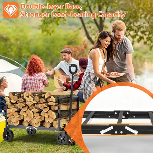 Semoprus 3 in 1 Wagons Carts Foldable,360LBS Beach Cart with Sturdy Wheels - color: Black