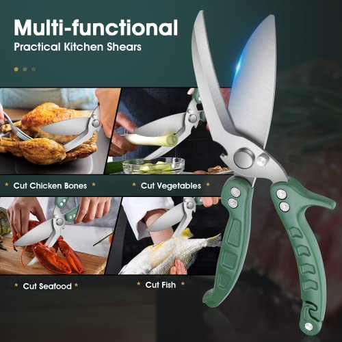 DRAGON RIOT Heavy Duty Poultry Shears - A Must Have Kitchen Shears for Chicken and Meat Cutting - Dishwasher Safe and Stainless Food Kitchen Scissors for Thanksgiving(Green) - color: Green
