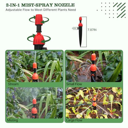 Anleolife 82.4FT Automatic Drip Irrigation System Kit with Water Timer - style: 82.4FT Automatic Kit