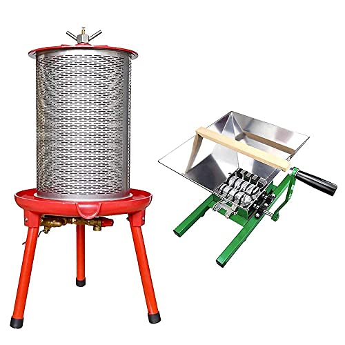 Hydraulic Fruit Wine Press with Fruit and Apple Crusher - Electricity-Free/Water-powered Cider Wine Bladder Press, Natural Juice Making