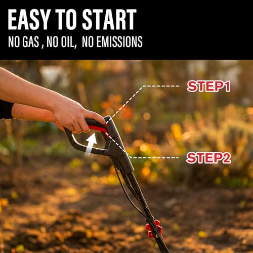 MZK 40V 12-Inch Cordless Garden Tiller Cultivator, 8.6-in Depth
