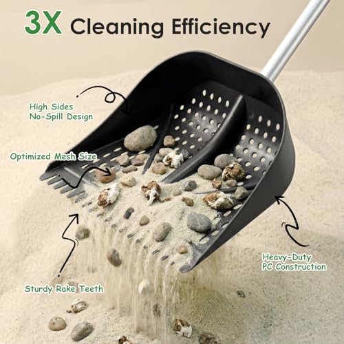 Thiswing Chicken Poop Scooper & Rake 2-in-1, Black - color: Black