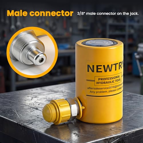 NEWTRY 10T Short Hydraulic Ram Jack, 2" Stroke Porta Power Ram Auto Retract - size: 10T