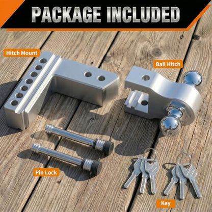Adjustable Trailer Hitch for 2.5 Inch Receiver, 6 Inch Drop/Rise