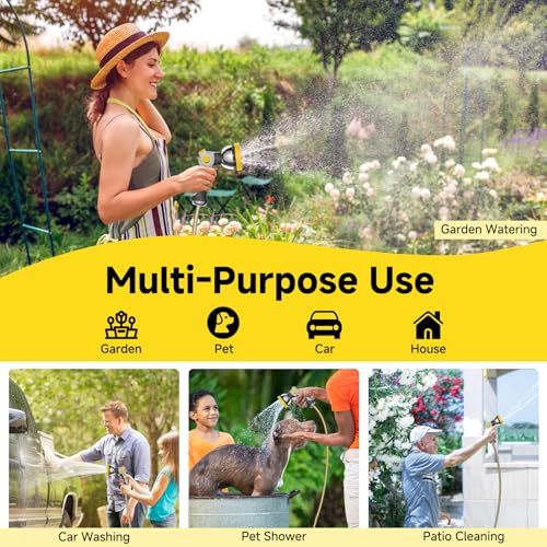 Retractable Garden Hose Reel, Water Hose Reel with 10 Pattern Metal Nozzle