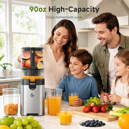 AMZCHEF Cold Press Juicer, 6.5" Whole Fruit Self-Feeding Slow Juicer - color: Silver, size: 6.5 Inch
