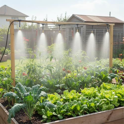 Automatic Garden Irrigation System 100ft with 18 Adjustable Copper Nozzles - color: 100ft